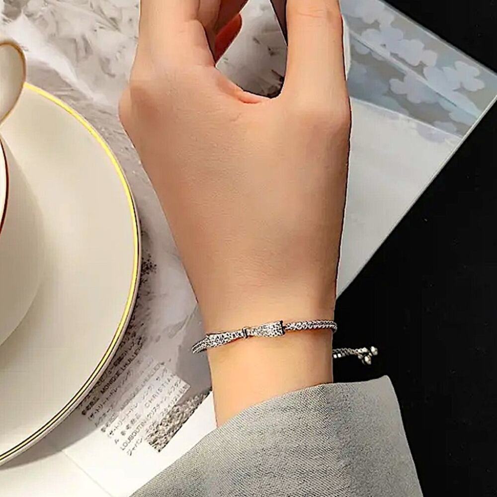 Silver Bracelet, Bow Tie Bracelet, Bowknot Bracelet, Cubic Zirconia, Anniversary - Picture 13 of 16